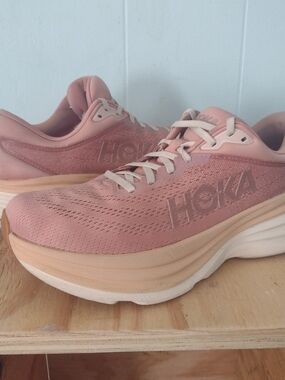 HOKA Women's Bondi 8 Pink Muted Salmon Running Shoes Sneakers